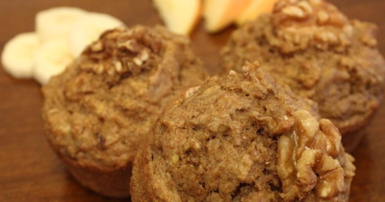 Whole Wheat Apple Banana Breakfast Muffins (no added sugar)