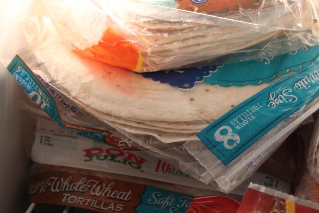 a stack of frozen tortillas.