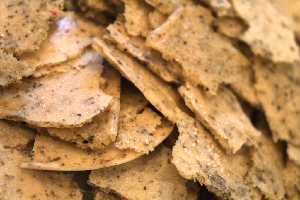 Pile of 3 ingredient sourdough discard crackers