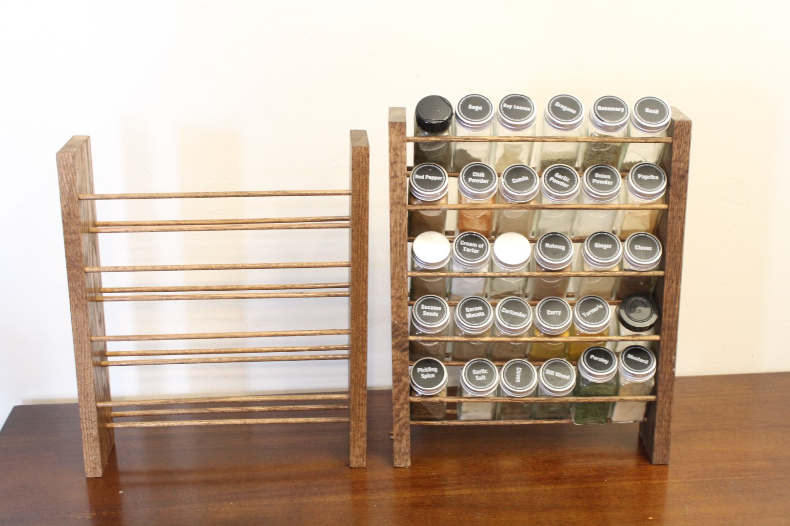 Low-Profile Wooden Spice Rack