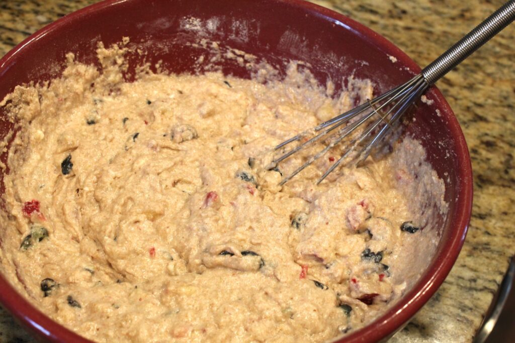 whole wheat banana berry muffin batter.