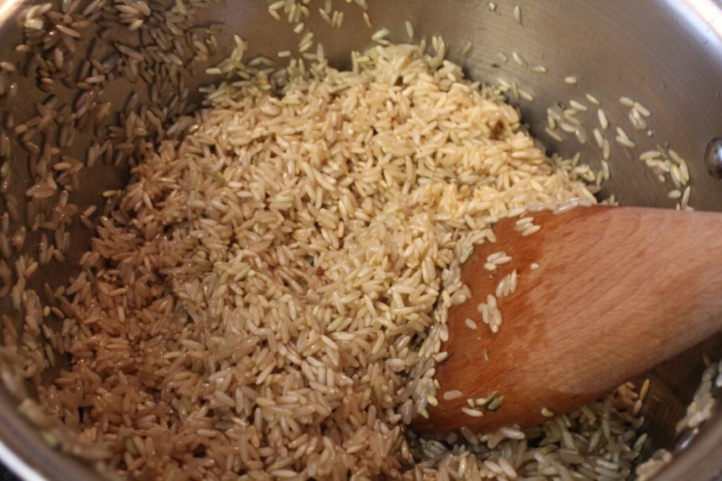 sauteing brown rice in butter.