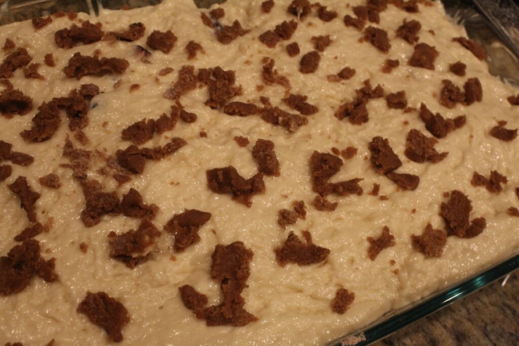 Sourdough plum cobbler ready for the oven. 