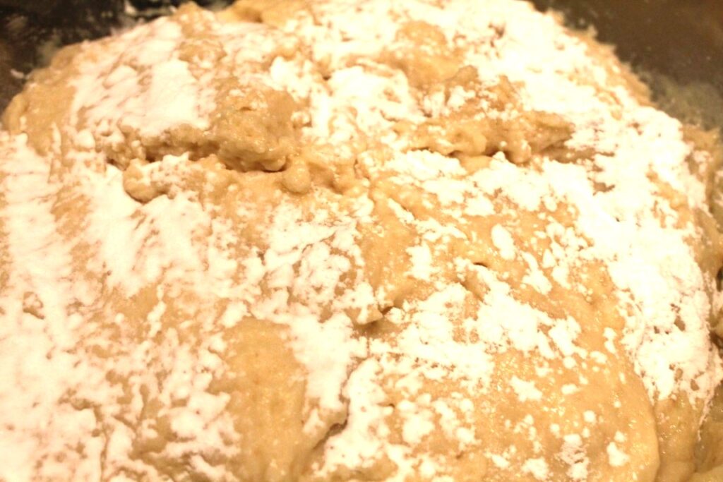 adding baking soda and powder to cobbler batter the next day.