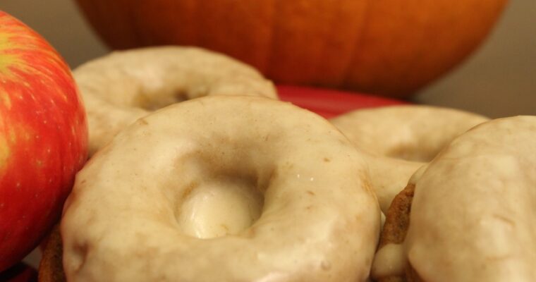 Pumpkin Applesauce Doughnuts with Applesauce Glaze