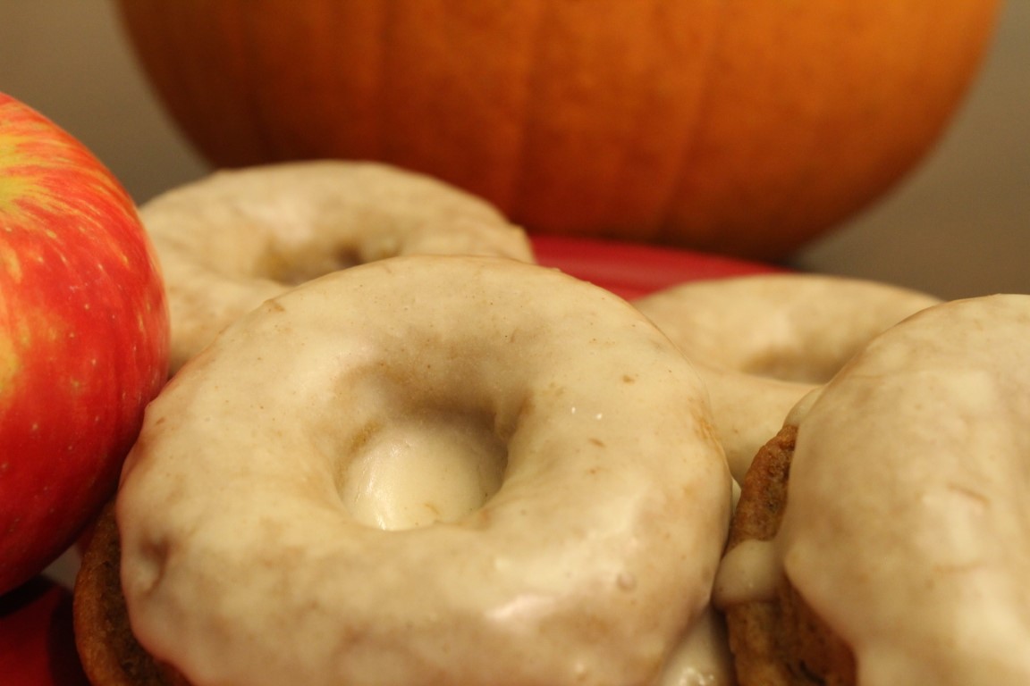 Pumpkin Applesauce Doughnuts with Applesauce Glaze