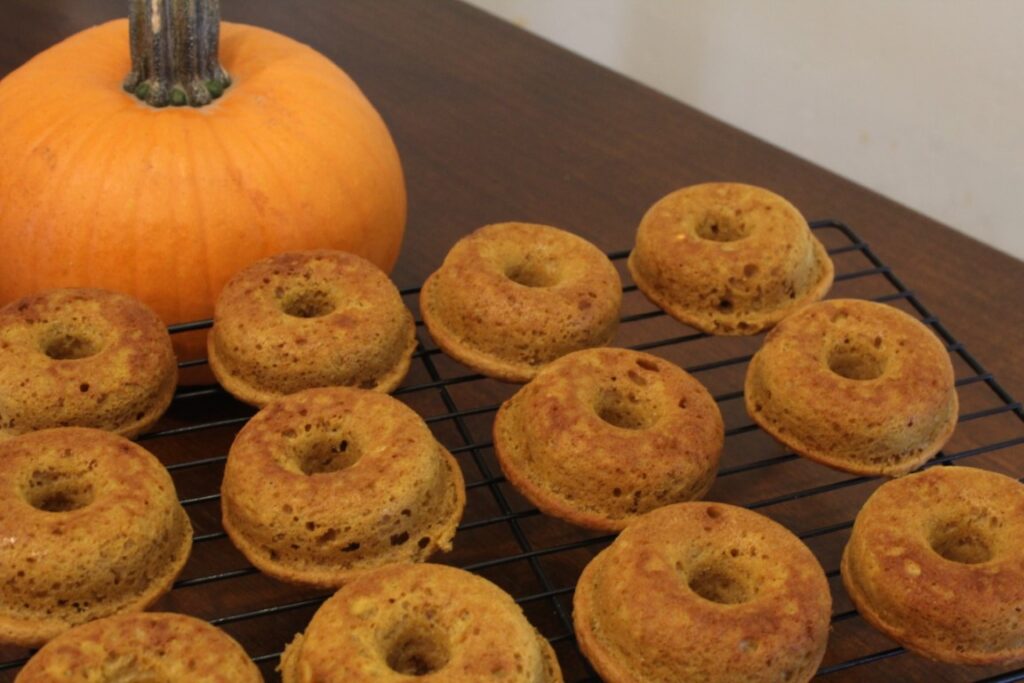 Cooling Pumpkin applesauce doughnuts