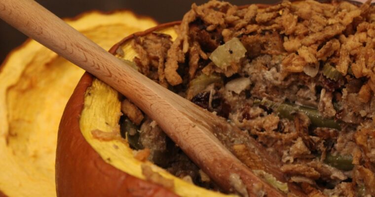 Thanksgiving Stuffing Casserole (In a Pumpkin)