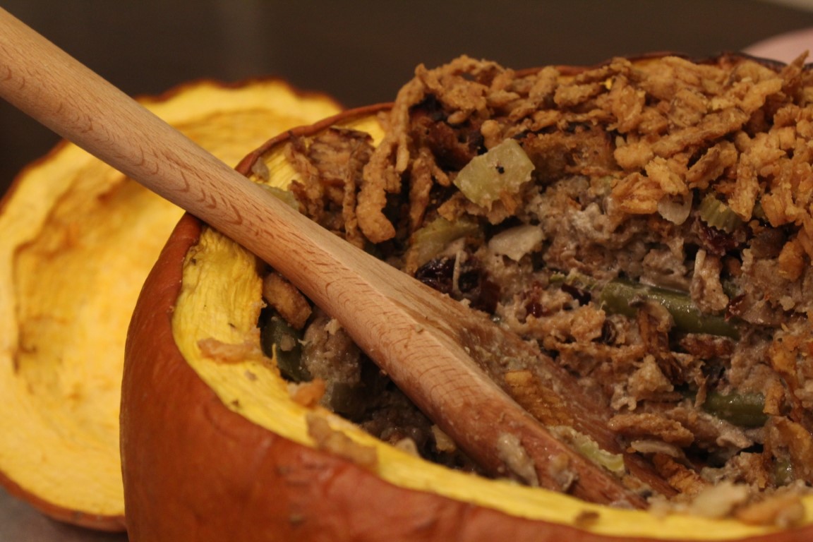 Thanksgiving Stuffing Casserole (In a Pumpkin)