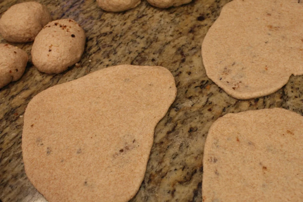 rolled out sourdough sweet naan.