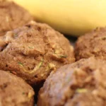 Close up picture of zucchini applesauce muffin