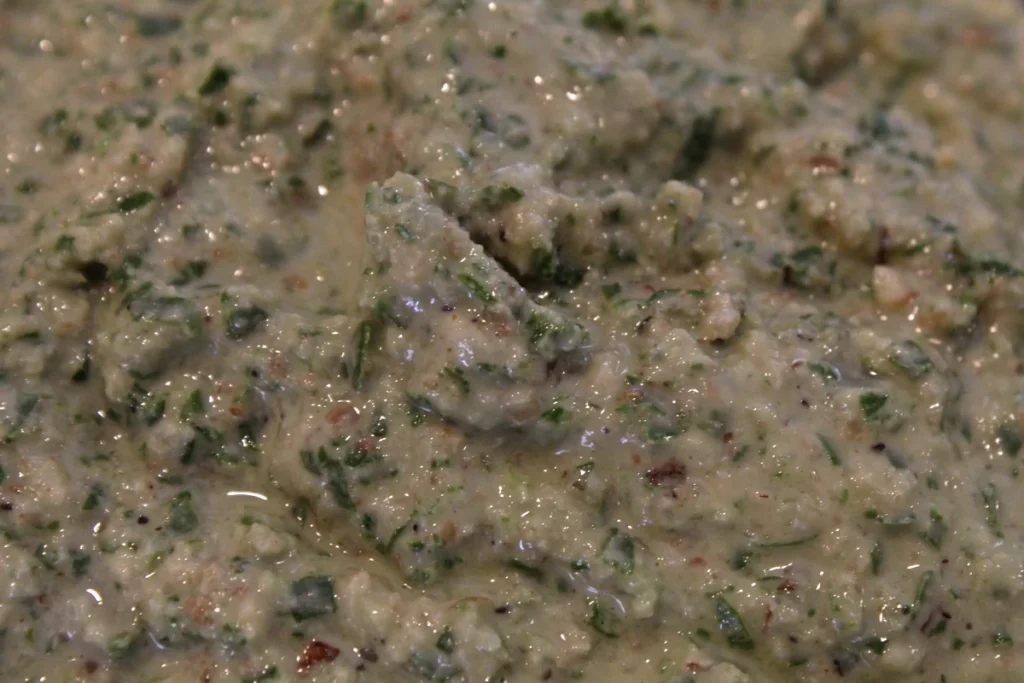 Close up of Pesto sauce.