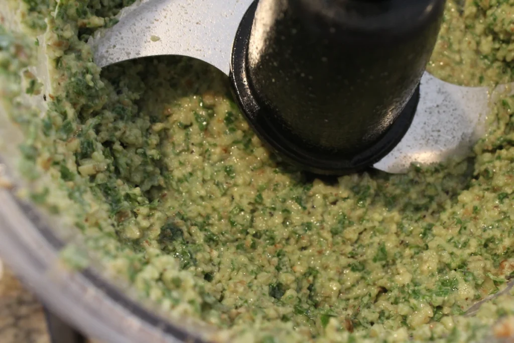 pesto in a food processor.