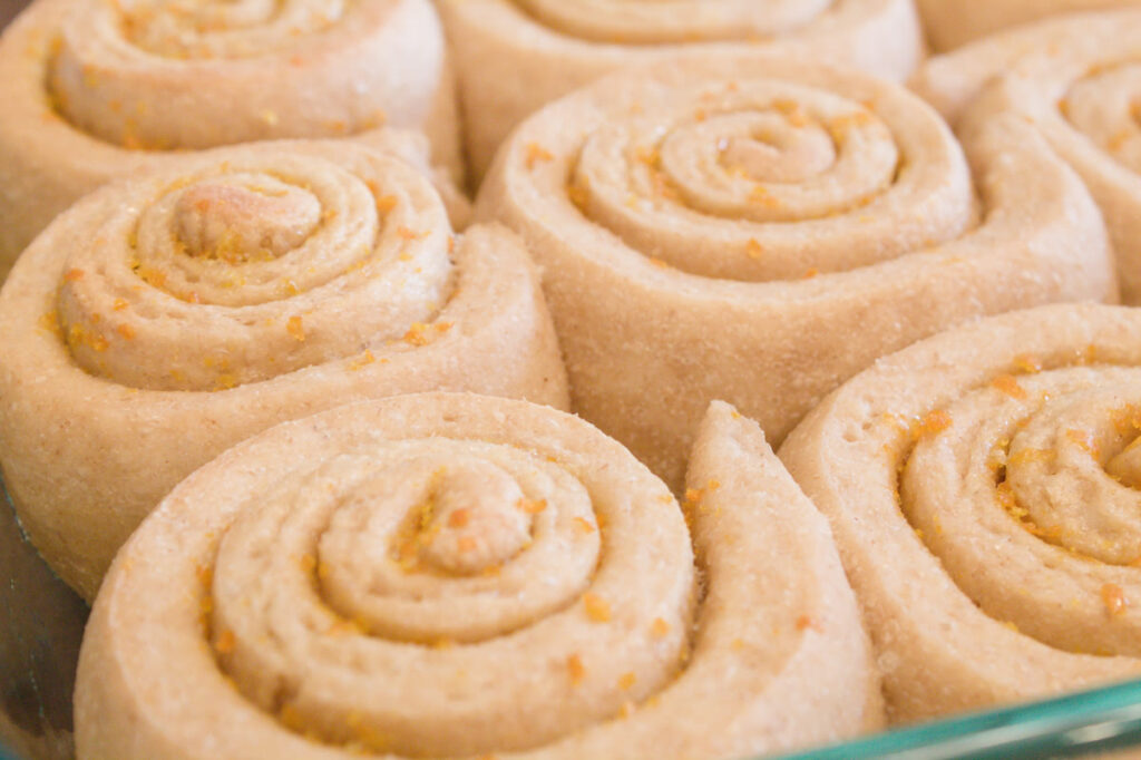 Sourdough orange rolls fresh out of the oven.